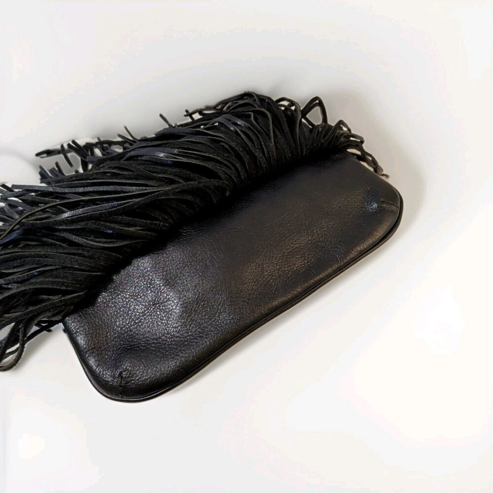 Rebecca Minkoff Fringe Black Crossbody Hippie Boho Leather Bag Purse - Picture 7 of 12
